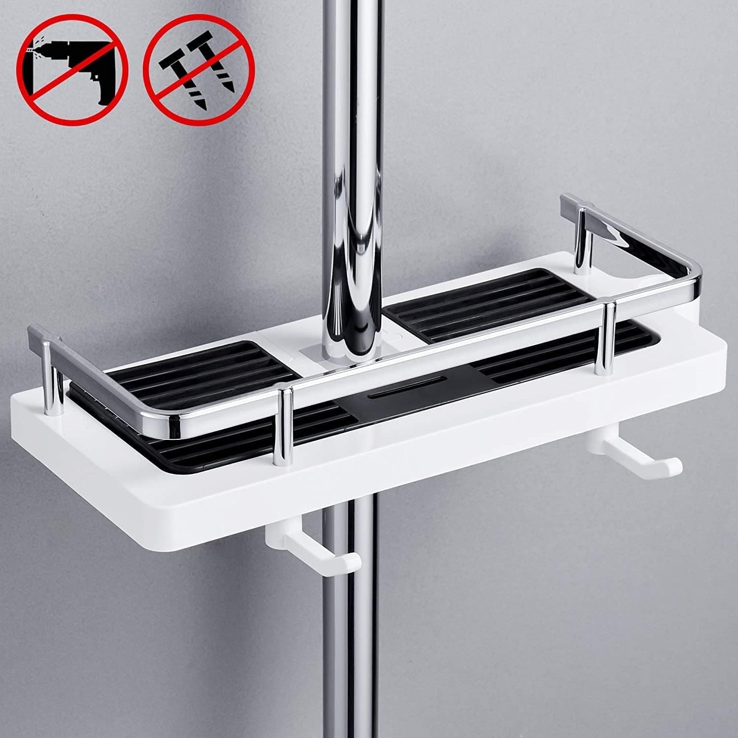 Estante de almacenamiento multifunción de baño sin perforaciones - 2