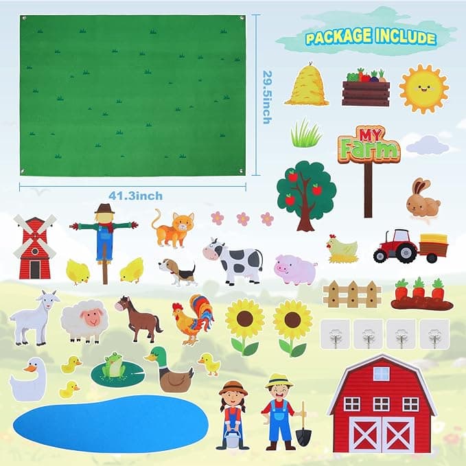 Juego educativo de granja en fieltro para niños - 4