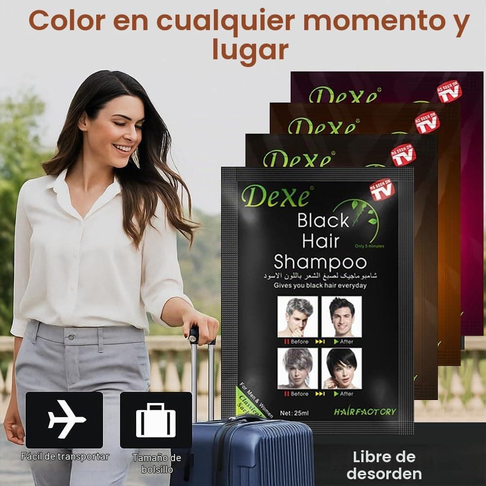 Champú Tinte Negro para Cubrir las Canas - 3