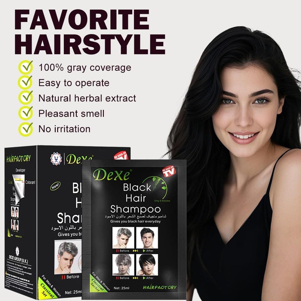 Champú Tinte Negro para Cubrir las Canas - 5