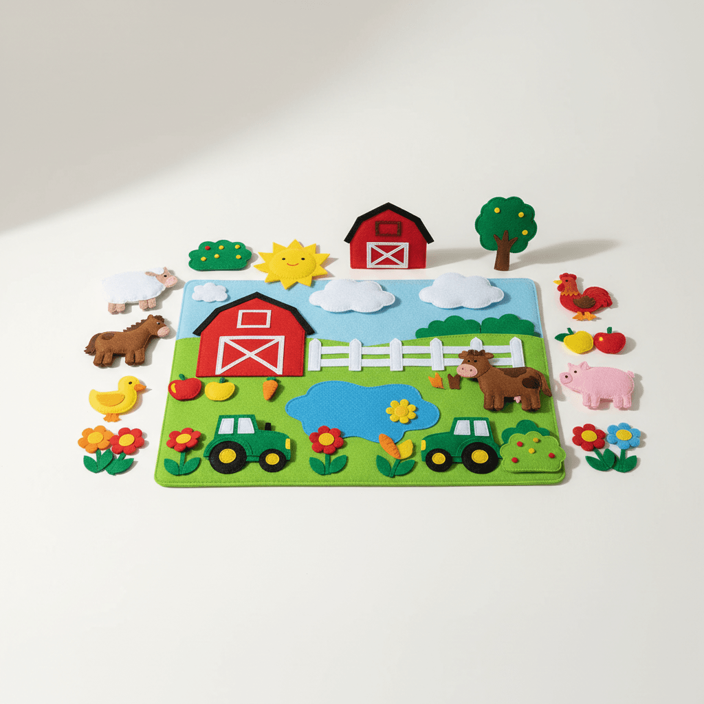 Juego educativo de granja en fieltro para niños
